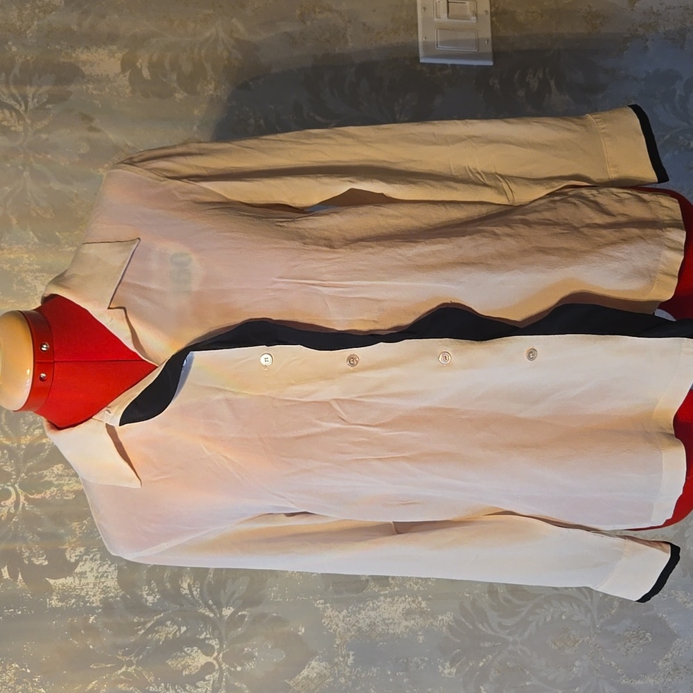MaxMara Silk Cream Button-Up Shirt with Black Trim